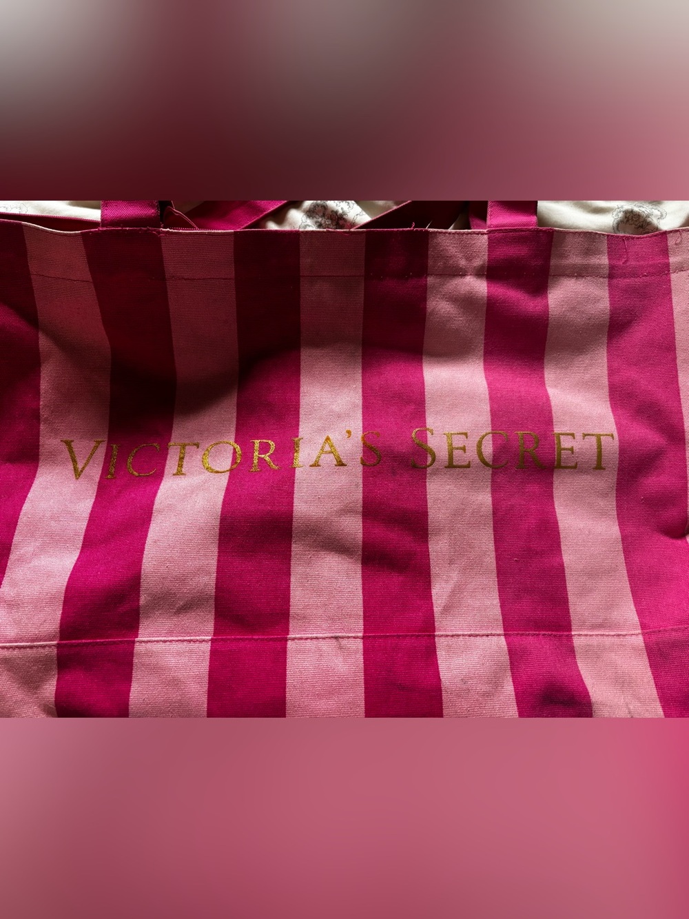 Victoria's Secret Pink and Light Pink Striped Tote